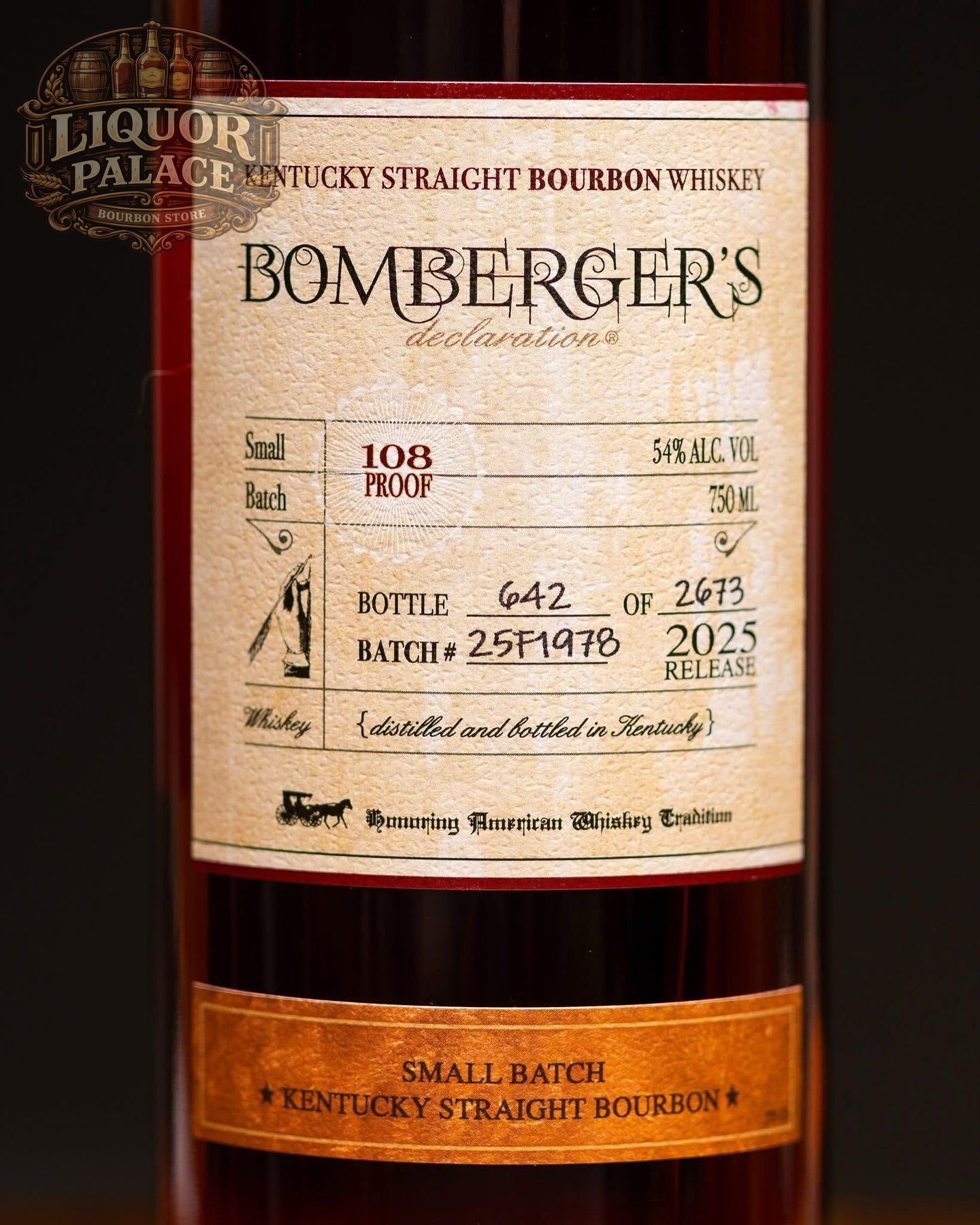 Bomberger’s Declaration 2025 Release – 54% ABV (108 Proof)