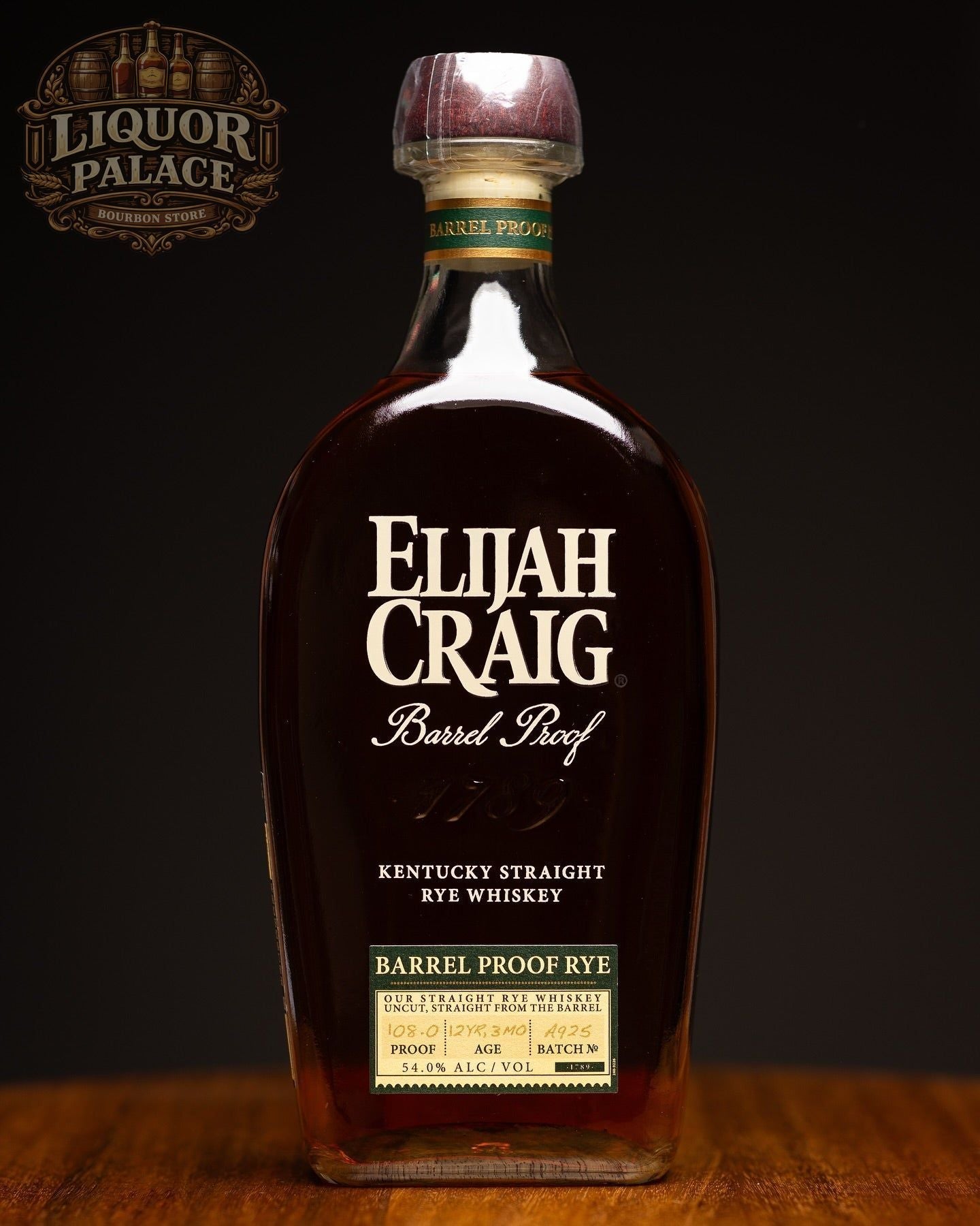Elijah Craig Barrel Proof Rye Whiskey – 54% ABV (108.0 Proof)